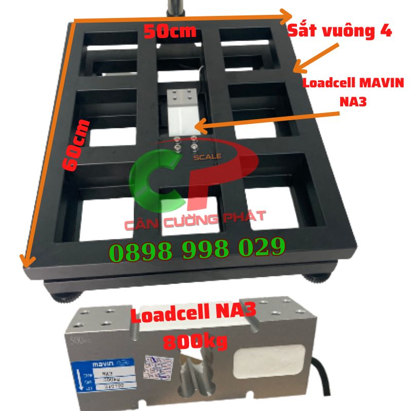 Kích thước khung bàn cân điện tử 500kg T7E