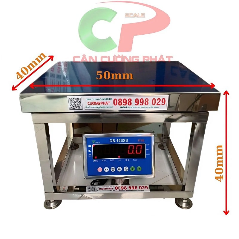 Kích thước khung cân ghế điện tử inox chống nước DS166SS