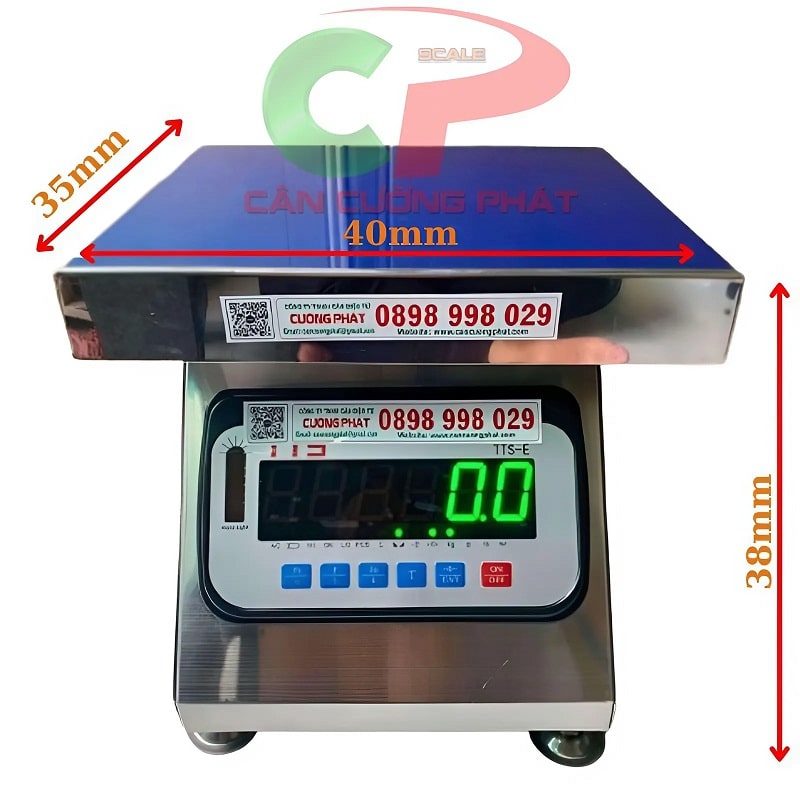 Kích thước cân ghế hộp inox TTS-E 100kg/200kg/300kg